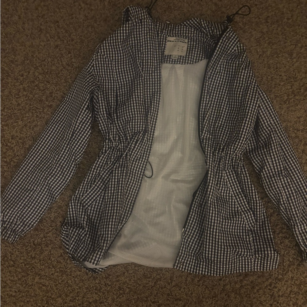 Lightweight black  Gingham Packable Jacket - Women
